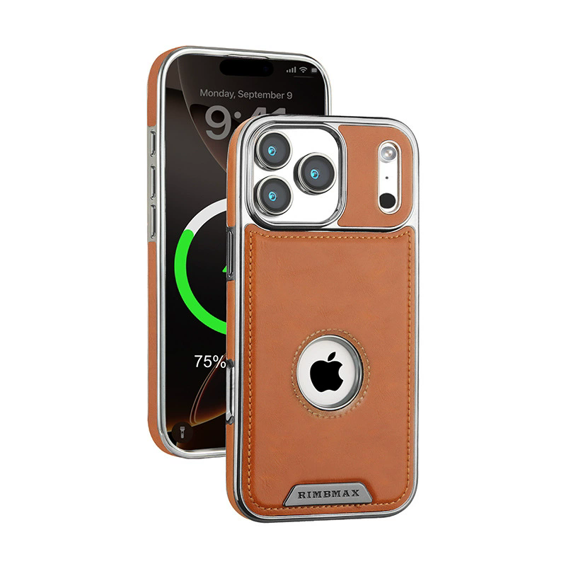 Retro MagSafe Orange Premium Leather iPhone Case