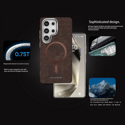 Strong Magnetic Suction High-Grade Business Phone Case for Samsung Ultra Luxury Plating Frame Design