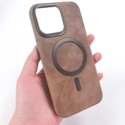 Phone Case Leather Magnetic Absorbing  Full-Covering Electroplated Drop-Resistant Leather Pattern for iPhone Series