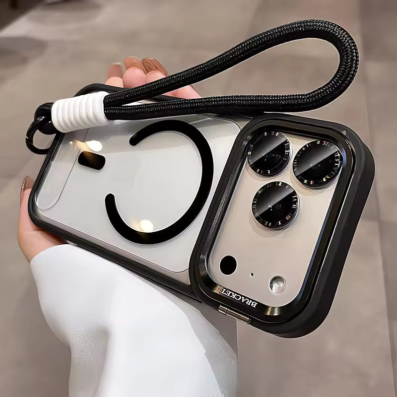 Luxury Camera Lens Flip Bracket Case - iPhone