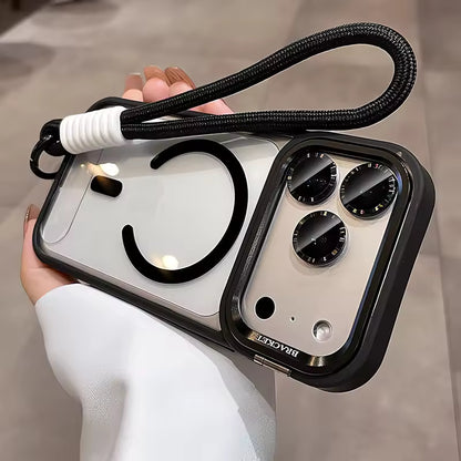 Luxury Camera Lens Flip Bracket Case - iPhone