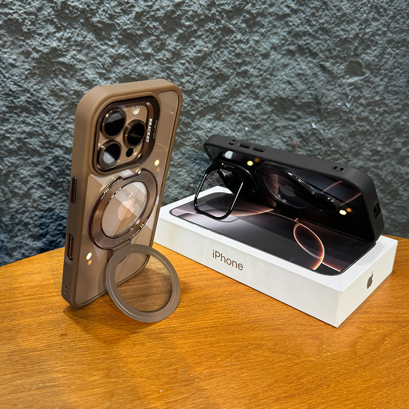 Magnetic Double Stand Case for iPhone Integrated Lens Stand Back Cover
