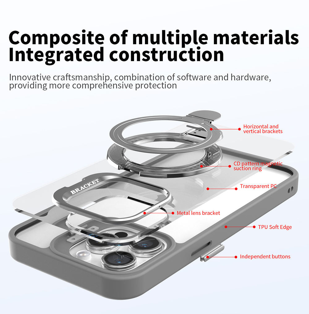 Magnetic Double Stand Case for iPhone Integrated Lens Stand Back Cover
