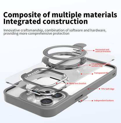 Magnetic Double Stand Case for iPhone Integrated Lens Stand Back Cover