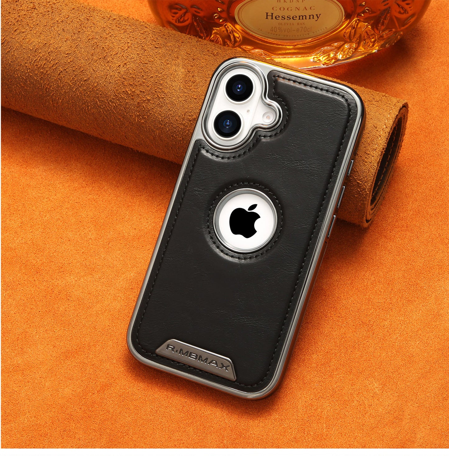 Luxury Bumper Case for iPhone Flexible Vegan Leather Electroplated Sides & Logocut