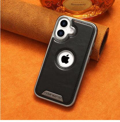 Luxury Bumper Case for iPhone Flexible Vegan Leather Electroplated Sides & Logocut
