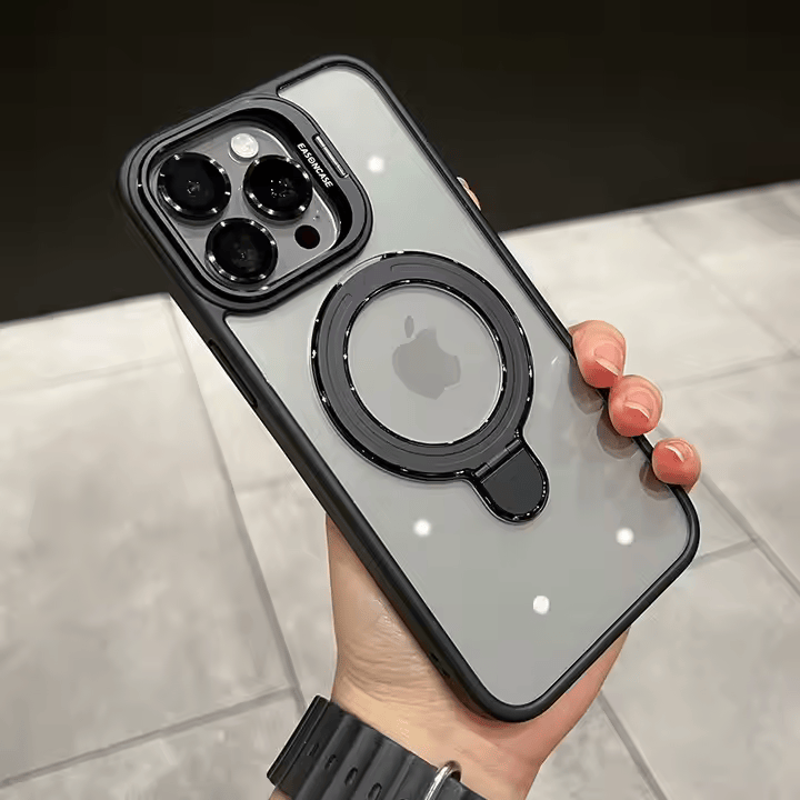 Magnetic Double Stand Case for iPhone Integrated Lens Stand Back Cover