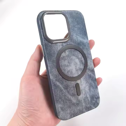 Phone Case Leather Magnetic Absorbing  Full-Covering Electroplated Drop-Resistant Leather Pattern for iPhone Series