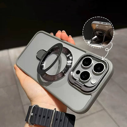 Magnetic Double Stand Case for iPhone Integrated Lens Stand Back Cover