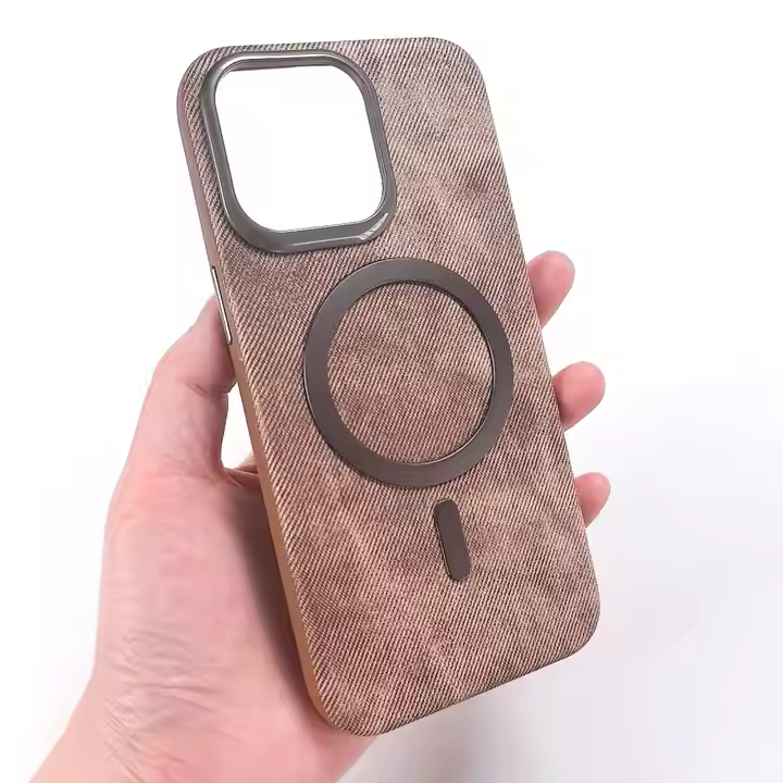 Phone Case Leather Magnetic Absorbing  Full-Covering Electroplated Drop-Resistant Leather Pattern for iPhone Series