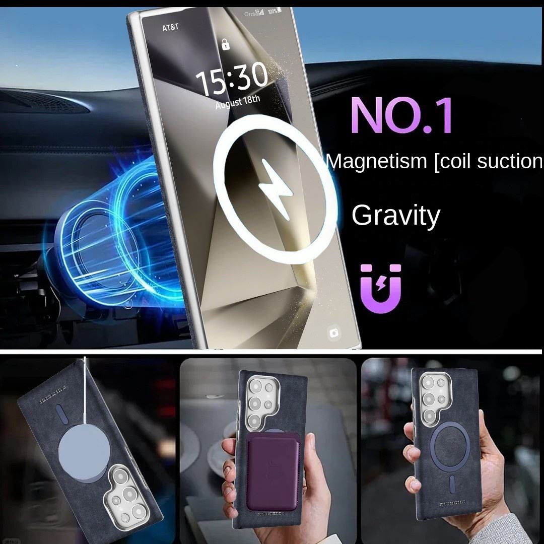 Strong Magnetic Suction High-Grade Business Phone Case for Samsung Ultra Luxury Plating Frame Design