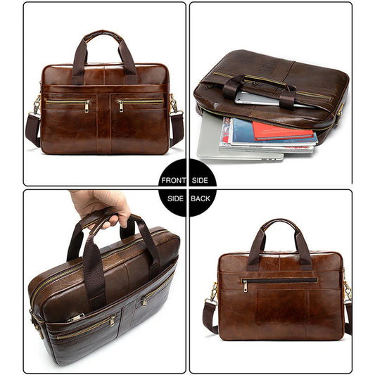 Design Business Laptop Bag Briefcase Waterproof Computer Handbag Coffee Men Bag Soft Sided Leather Briefcase