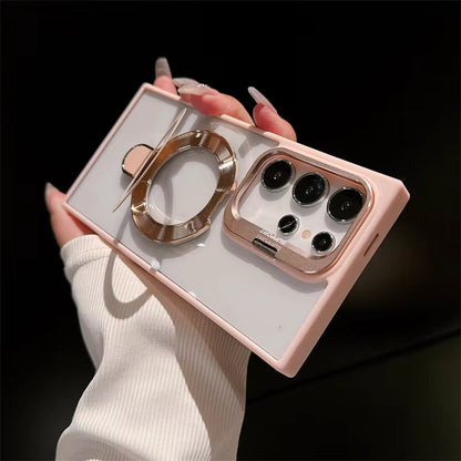 Magnetic Double Stand Case for Samsung Integrated Lens Stand Back Cover