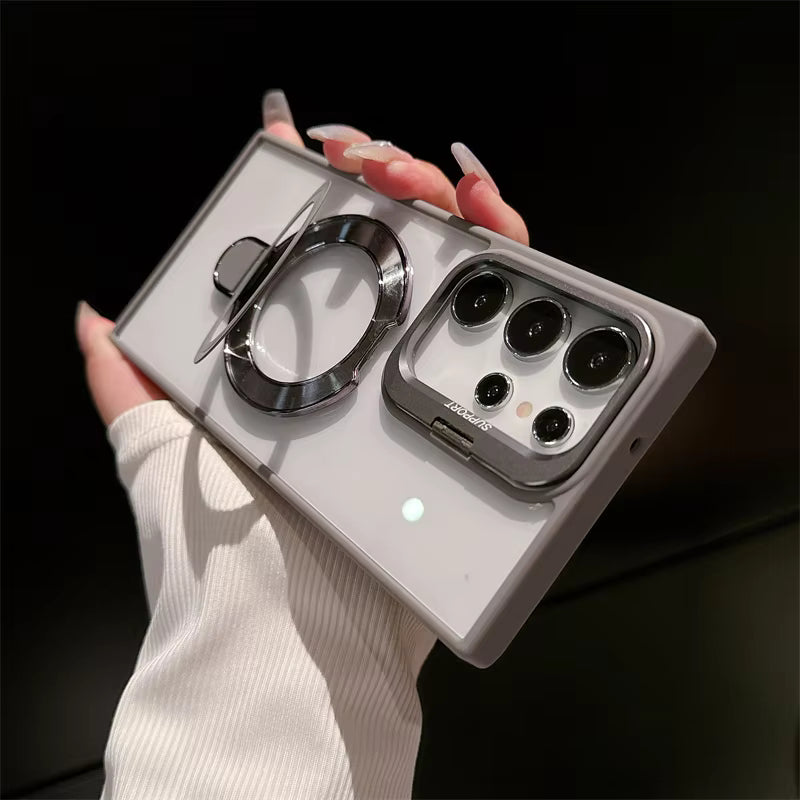 Magnetic Double Stand Case for Samsung Integrated Lens Stand Back Cover
