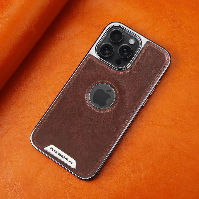 Luxury Bumper Case for iPhone Flexible Vegan Leather Electroplated Sides & Logocut