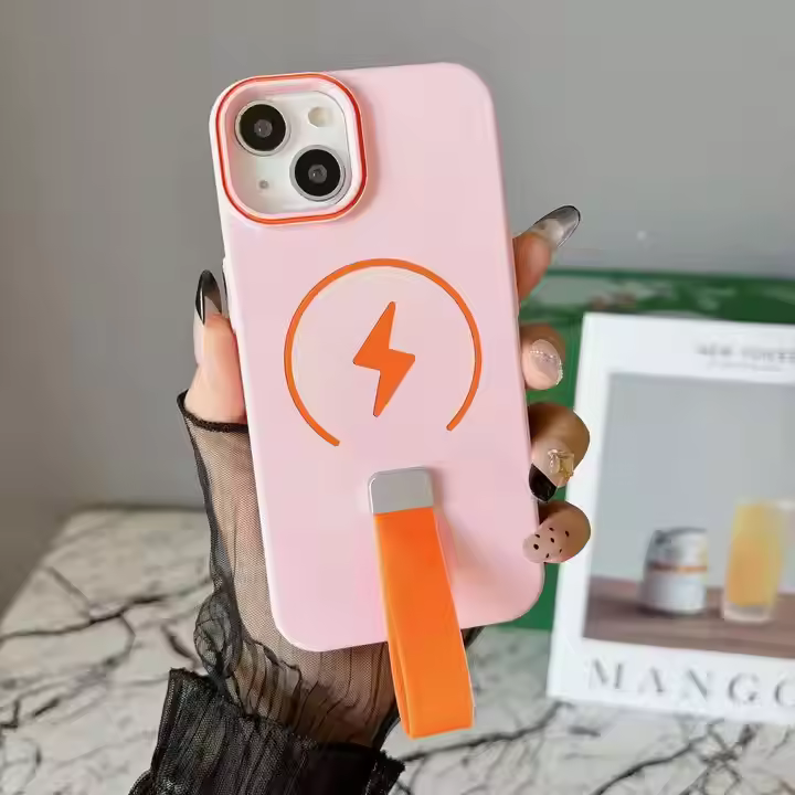 New Hanging Strap, Shiny Magnetic Skin-feel Phone case for iPhone Series