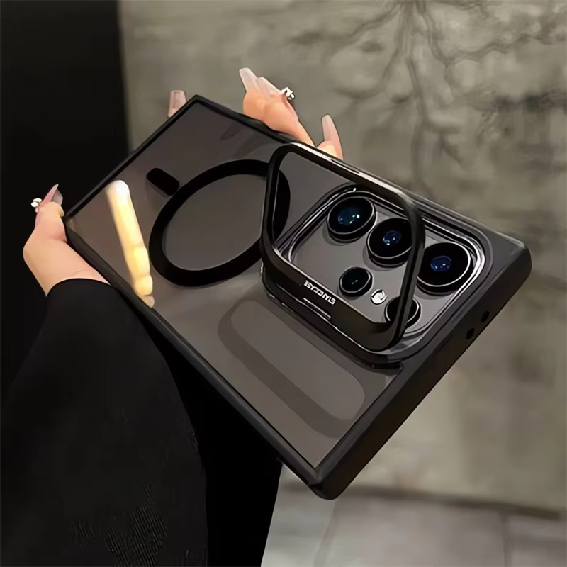 Magnetic Armor Case with Built-in Power Grip & Metal Stand for Samsung Ultra Series