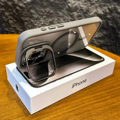 Luxury Camera Lens Flip Bracket Case - iPhone