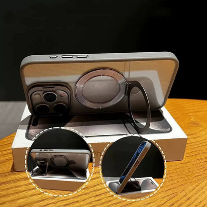 Magnetic Double Stand Case for iPhone Integrated Lens Stand Back Cover