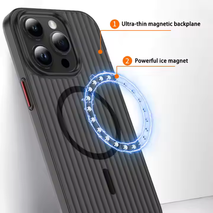Glossy Wavy Texture Magnetic Wireless Charging Phone Case for iPhone Series