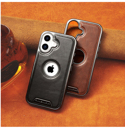 Luxury Bumper Case for iPhone Flexible Vegan Leather Electroplated Sides & Logocut