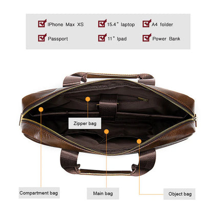 Design Business Laptop Bag Briefcase Waterproof Computer Handbag Coffee Men Bag Soft Sided Leather Briefcase