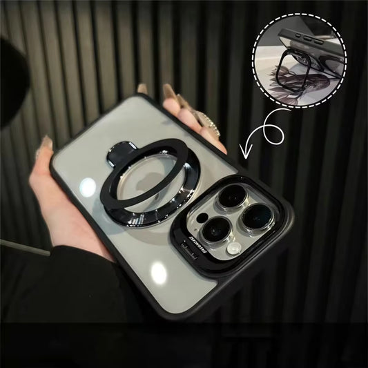 Magnetic Double Stand Case for iPhone Integrated Lens Stand Back Cover