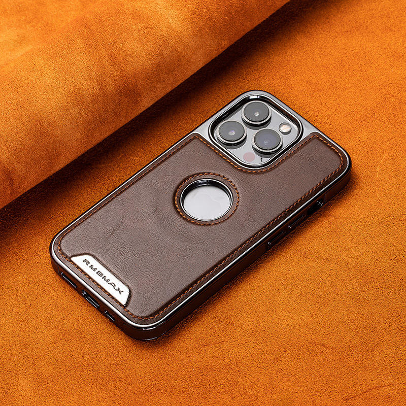 Luxury Bumper Case for iPhone Flexible Vegan Leather Electroplated Sides & Logocut