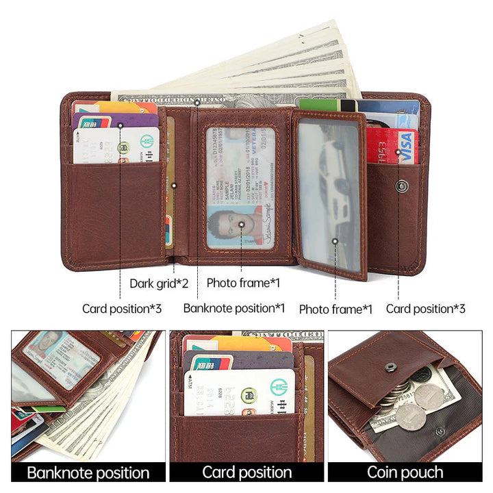 Premium Multi-Functional Men's Leather Wallet & Credit Card Holder