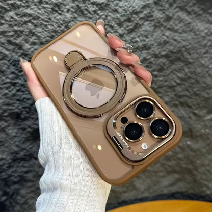 Magnetic Double Stand Case for iPhone Integrated Lens Stand Back Cover