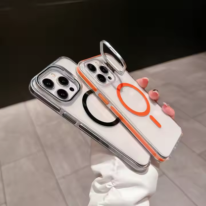 Magnetic Single Stand  Case for iPhone  integrated lens stand back covers