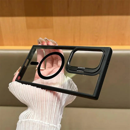 Magnetic Armor Case with Built-in Power Grip & Metal Stand for Samsung Ultra Series
