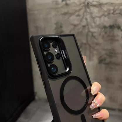 Magnetic Armor Case with Built-in Power Grip & Metal Stand for Samsung Ultra Series