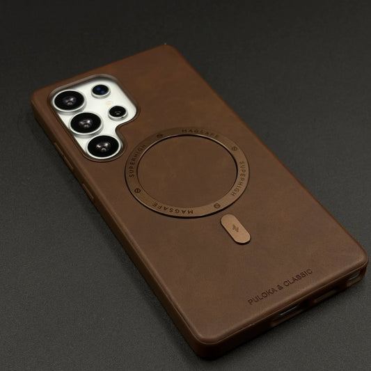 Classic Vintage PU Leather Magnetic Case for Samsung Series