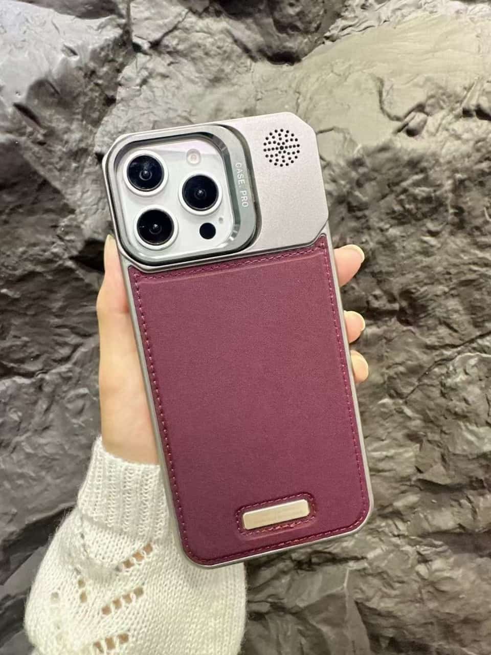 Leather Metal Stand Case with, Anti-Scratch &amp; Dust Protection, Raised Lens Protector, Soft Leather Covers, Titanium Edges.