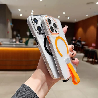Creative Design Handheld Finger Buckle C Type Magnetic Suction Phone case for iPhone Transparent Back Covers
