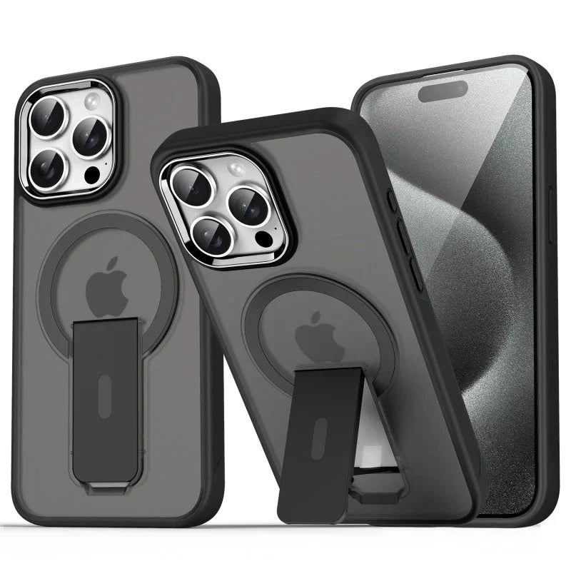 Frosted Elegance Kickstand Magnetic Case - iPhone 14 Pro Max