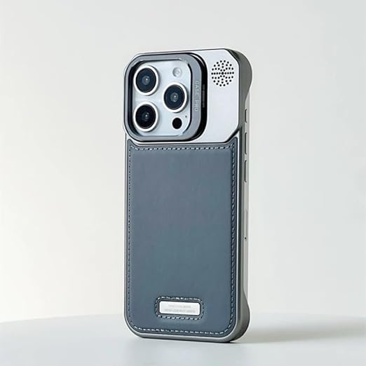 Leather Metal Stand Case with, Anti-Scratch &amp; Dust Protection, Raised Lens Protector, Soft Leather Covers, Titanium Edges.